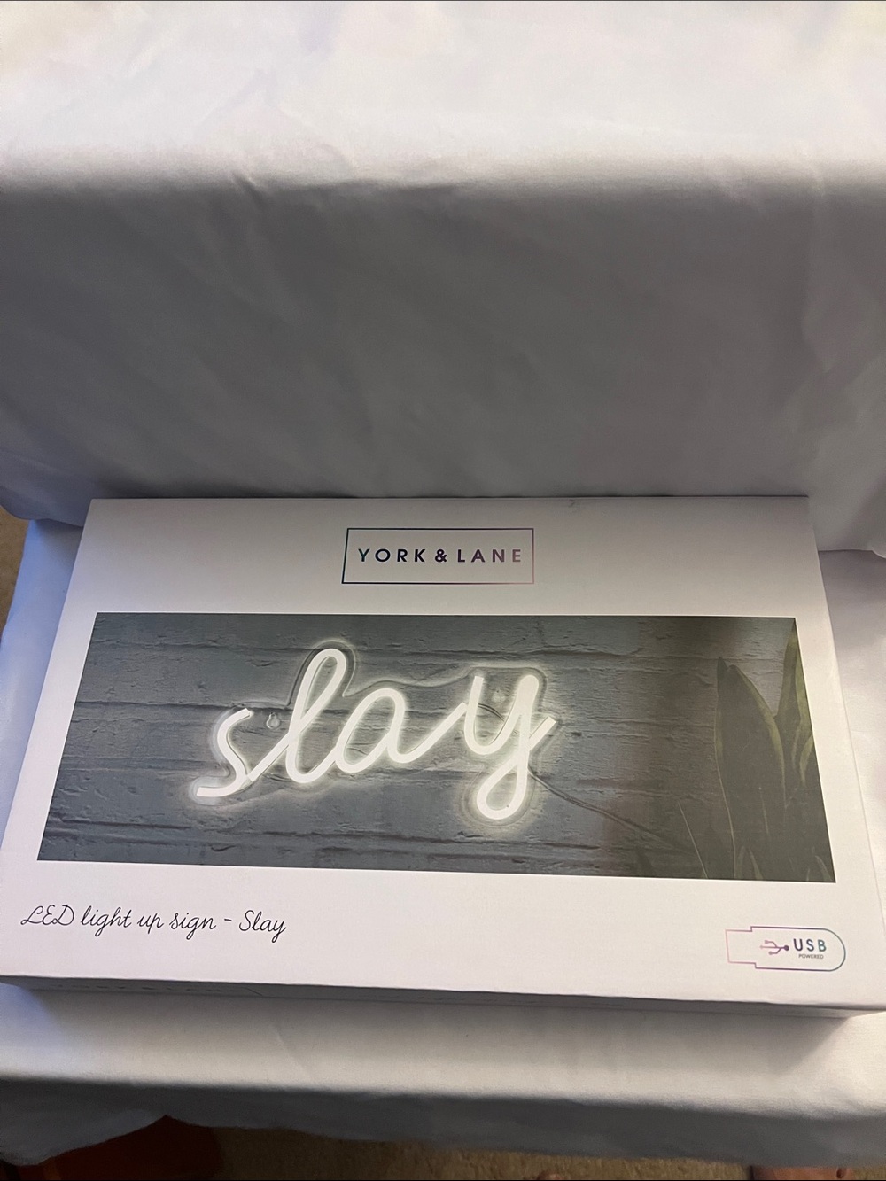 White 'Slay' LED Script Wall Light
